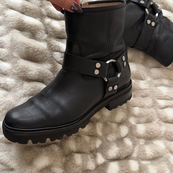 Frye Black Leather Moto Boots - Picture 6 of 9